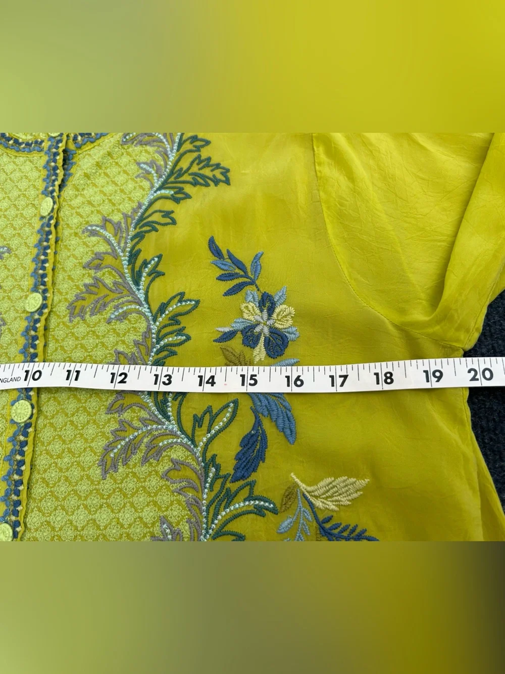 Johnny Was Embroidered Eleana Blouse in Chartreuse Medium
